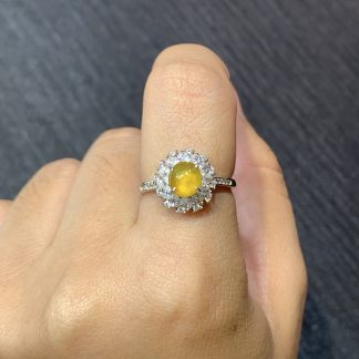 High-Icy Yellow Fei Cabochon Ring — S925 Silver