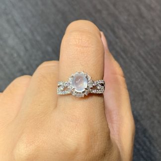 High-Icy Glowing Cabochon Ring — S925 Silver