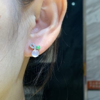High-Icy Glowing Cabochon Stud Earrings — S925 Silver