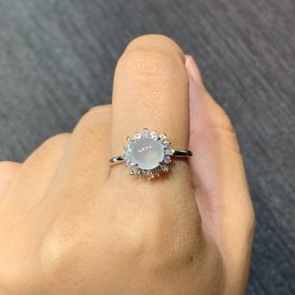 Icy Glowing Cabochon Ring — S925 Silver