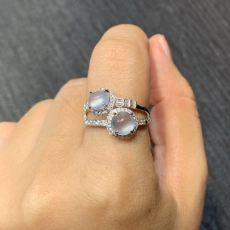 High-Icy Bulb-Shaped Double-Cabochon Ring — S925 Silver