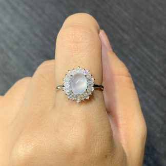High-Icy Glowing Cabochon Ring — S925 Silver