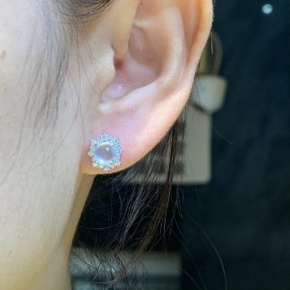 High-Icy Glowing Cabochon Stud Earrings — S925 Silver