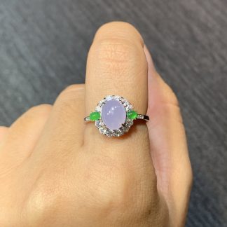 High-Icy Violet Cabochon Ring — S925 Silver
