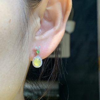 High-Icy Yellow Fei Cabochon Drop Earrings — S925 Silver
