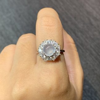 High-Icy Glassy Cabochon Ring — S925 Silver