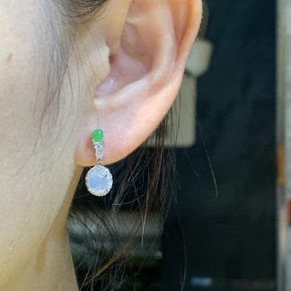 Icy Violet Cabochon Drop Earrings — S925 Silver