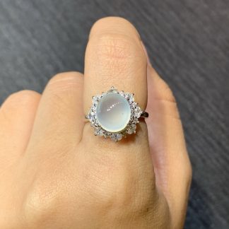 High-Icy Glowing Cabochon Ring — S925 Silver