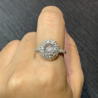 High-Icy Glassy-Base Cabochon Ring — S925 Silver