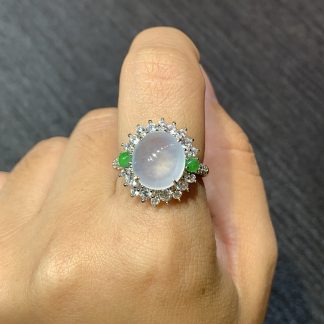 High-Icy Glowing Cabochon Ring — S925 Silver