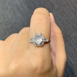 High-Icy Glowing Cabochon Ring — S925 Silver