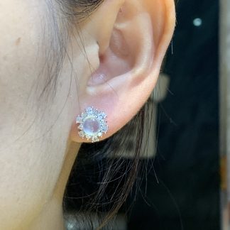 High-Icy Glowing Cabochon Stud Earrings — S925 Silver